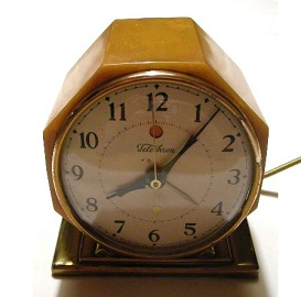 Antique Art Deco Electric Clock, butterscotch catalin