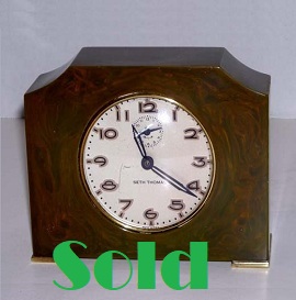 Antique Art Deco Clock, green catalin