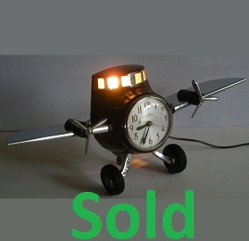 Antique Art Deco Clock, Bakelite Airplane