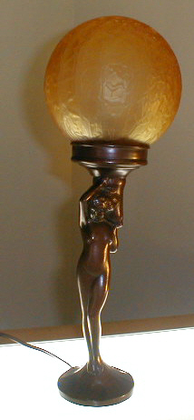 Vintage Art Deco 
      Lamp, Nuart Nude Standing
