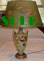 Green Pottery Flowered Lamp
