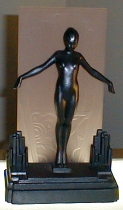 Art Deco Lamp,
     Frankart Nude w/Silhouette Shade