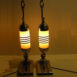 Chrome & Glass Lamp Set