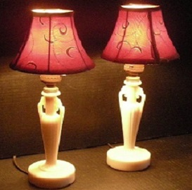 Vintage Alachite Lamp Set