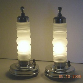 Vintage Art Deco Lamp Set - Chrome & Glass