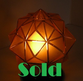 Antique Art Deco amber glass geometric lamp shade