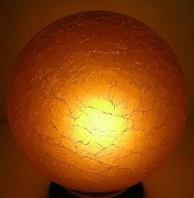 Antique Art Deco amber crackle glass lamp shade